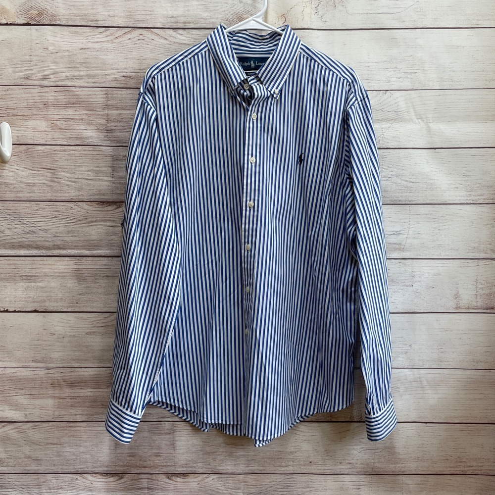 RALPH LAUREN CLASSIC FIT‎ LONG SLEEVE SHIRT IN BLUE AND WHITE STRIPES